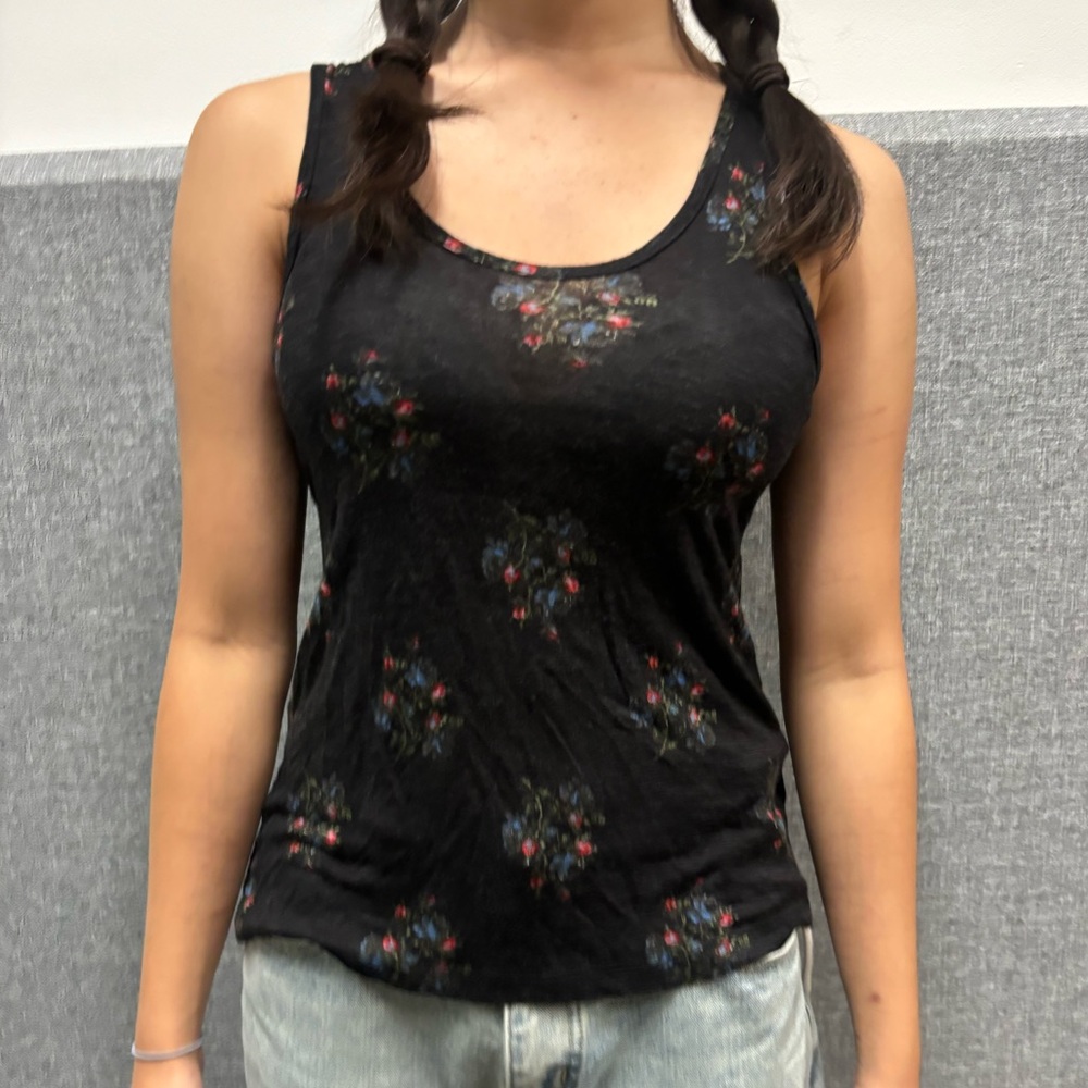 Floral Black Tank Top